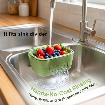 Kitchen Foldable Hanging Sink Drain Basket - Faucet Hanging Strainer Basket | Multifunctional