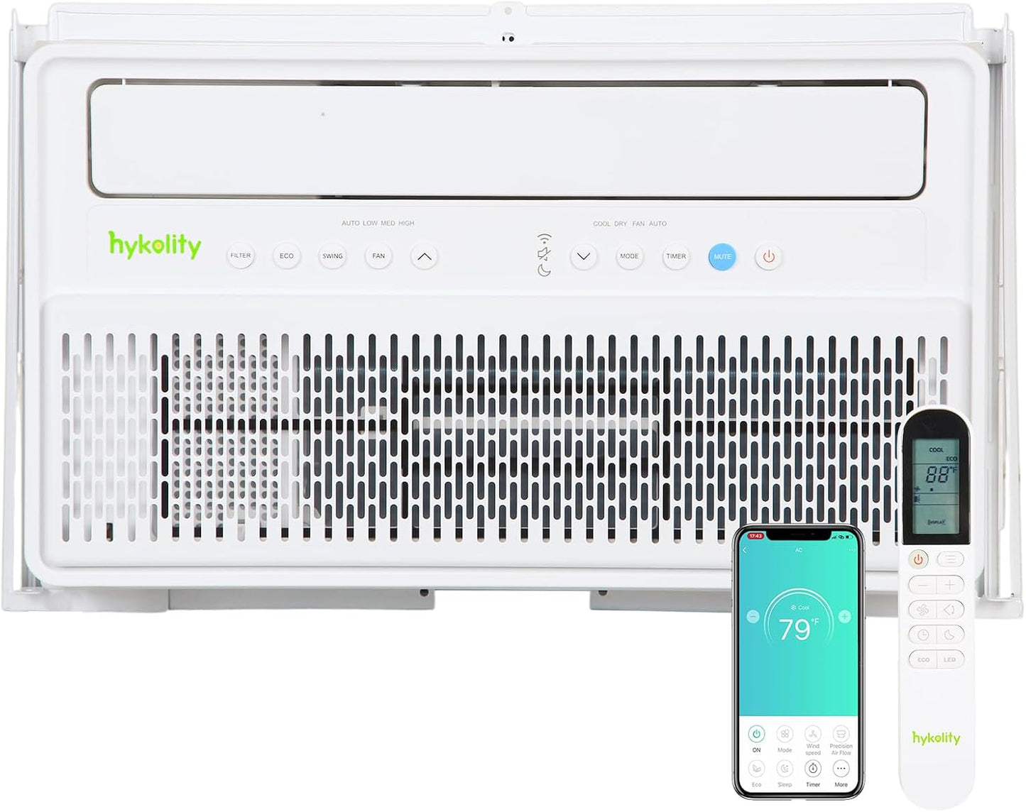 Hykolity WiFi Enabled Portable Air Conditioners 10,000 BTU, Cools Rooms Up To 450 Sq.Ft, 45dB Dual Motor 5 in 1 Quiet Smart AC Unit with Cool, Fan, Dehumidifier, 24H Timer & Sleep Mode