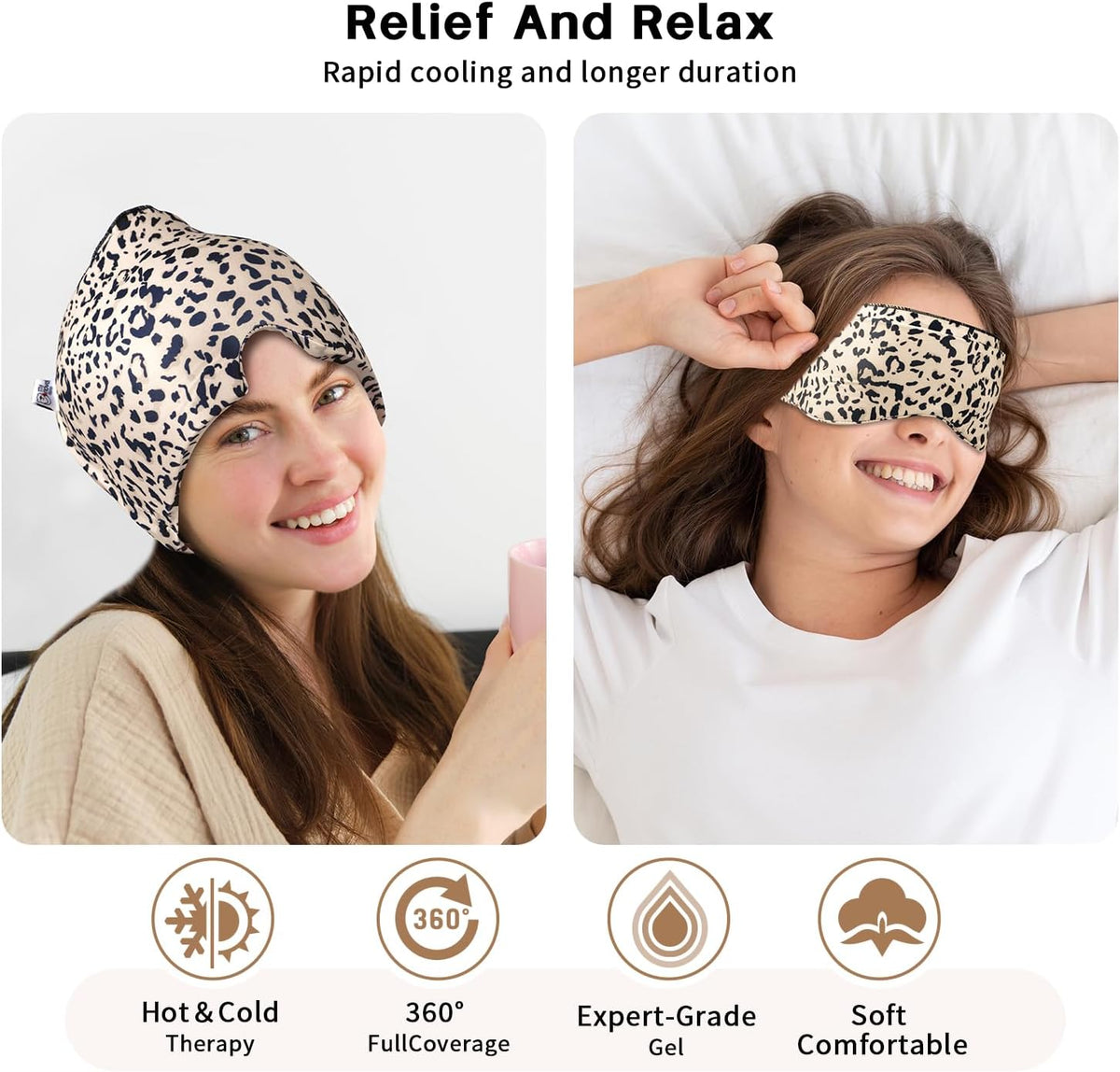 my novel things Migraine Relief Cap, Ice Headache Relief Mask Cold Cap Set