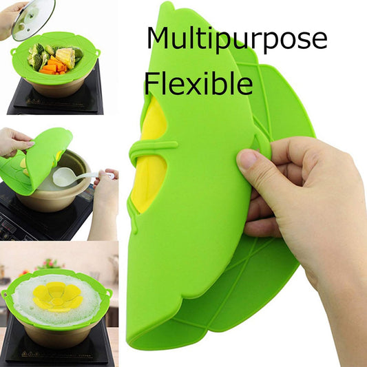 1 Pack Spill Stopper Lid Cover for Pans and Pots Boil, Boil Over Safeguard, Anti Spill Lid Fits Openings 5.5" to 9.5" in Diameter (Green)