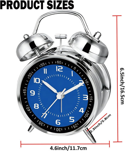 4.5" Metal Loud Alarm Clock for Heavy Sleepers Adults, Analog Battery Operated Alarm Clock with Bells Glow in Dark Numbers, Silent Old School Bedside Desk Clock for Bedroom Office Kids, Black