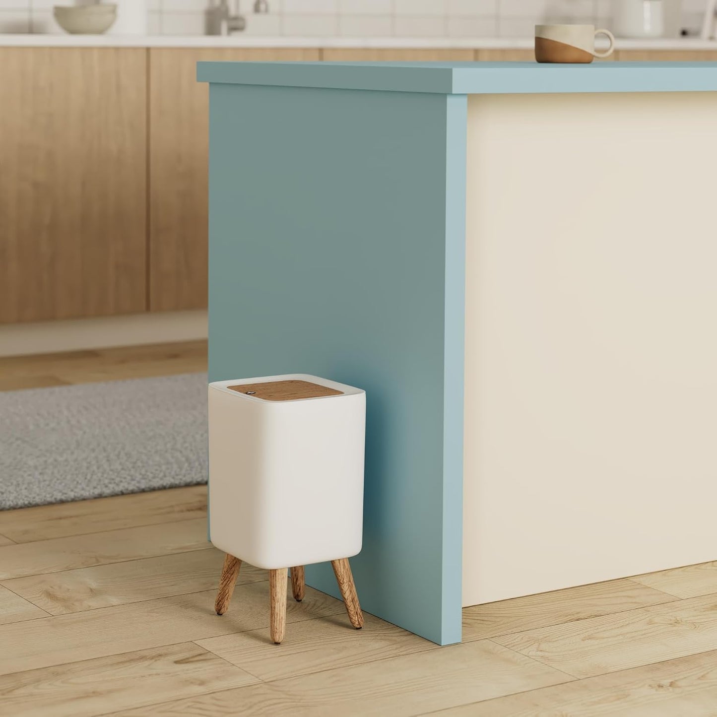 WanWanKa Mini White Plastic Trash Can, 2.6 Gallon Capacity, Slim Design, Anti-Odor, Easy to Clean, Suitable for Any Place | 10Liter Nordic Modern Waste Basket,Plastic Trash bin Suitable for Kitchen, Bathroom, Bedroom, Living Room, Office, Outdoor