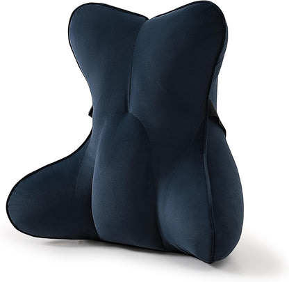 Lumbar Support Pillow(Pat. Pend) – Multi-Functional Ergonomic Back Cushion for Sofa Chair, Car Seat & Sofa, Reading Pillow with Firm Multi-Zone Support to Relieve Lower Back Pain, Misty White