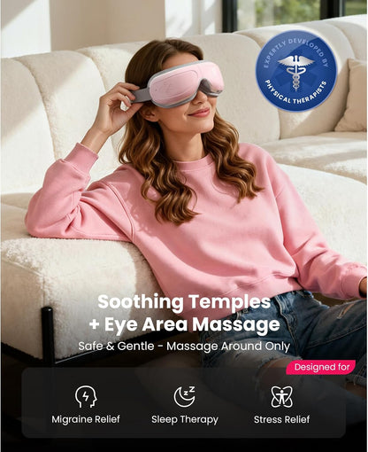 BOB AND BRAD Eye Massager with Heat FSA Eligible HSA, Birthday Gifts for Women Men Mom, Heated Eye Mask for Migraines with Music, Smart Migraine Massager for Dry Eyes Relief & Improve Sleep