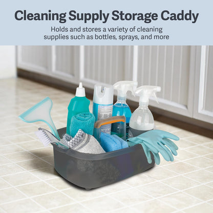 Casabella Plastic Multipurpose Cleaning Storage Caddy with Handle, 1.5-Gallon, Clear