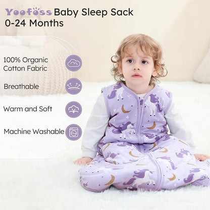 Yoofoss Baby Sleep Sack 0-6 Months Wearable Blanket for Babies 100% Organic Cotton 2-Way Zipper TOG 0.5 Toddler Sleeping Sack 3 Pack, Sleep Sacks
