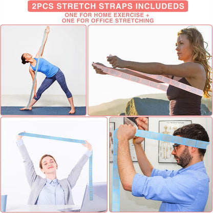 Elastic Yoga Stretching Strap with Loops, CEILIWEN Stretch Straps for Physical Therapy, Pilates Stretch Band, Elastic Exercise Bands, Leg Stretching Strap, Stretch Resistance Bands for Exercise