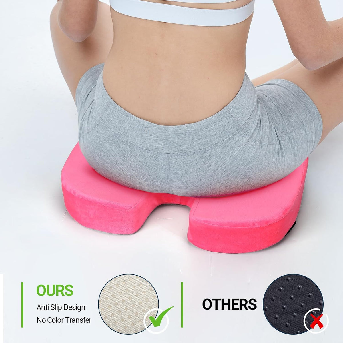 Season Guard Gel Memory Foam Seat Cushion for Tailbone Pain Relief, Black