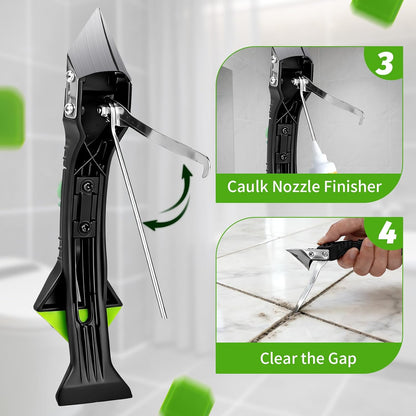 Caulking Tool 5 in 1, Caulk Remover & Silicone Sealant Finishing Kit with Grout Scraper and 6 Silicone Pads, Ideal for Kitchen, Bathroom, and Window Sealing