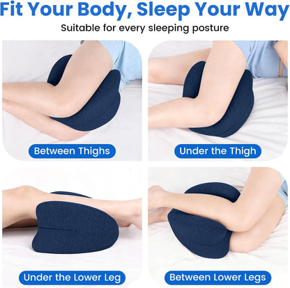 Knee Pillow for Side Sleepers - Cooling Gel Memory Foam Leg Pillow for Side Sleeping, Heart-Shaped Between Legs Cushion for Pressure Relief on Sciatica, Lower Back, Hips & Joints, Grey