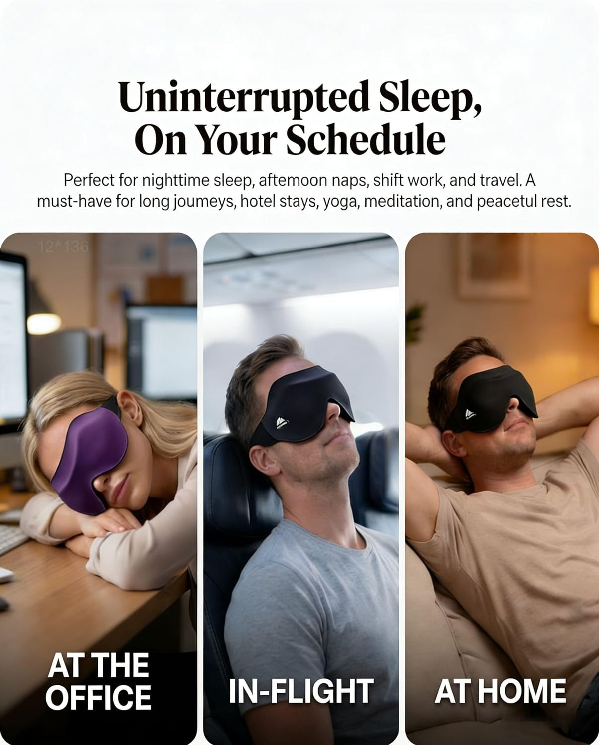 Sleep Mask for Side Sleepers: Lash Extensions 3D Contoured Eye Mask – Airplane Travel Essential, Zero-Pressure Light Blackout Eye Mask for Women – Soft Night Blindfold for Long Flights (Purple)