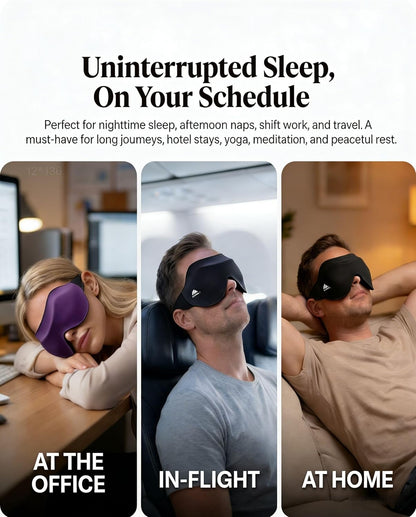 Sleep Mask for Side Sleepers: Lash Extensions 3D Contoured Eye Mask – Airplane Travel Essential, Zero-Pressure Light Blackout Eye Mask for Women – Soft Night Blindfold for Long Flights (Purple)