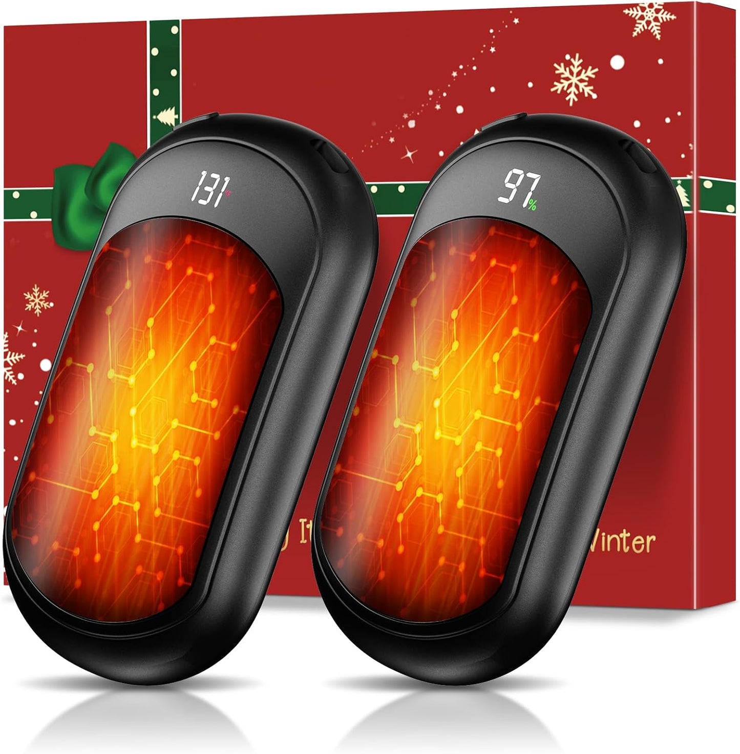 AI Hand Warmers Rechargeable 2 Pack, 6400mAh Portable Pocket Electric Hand Warmer, Fast Heating 3-Settings Reusable Handwarmers for Christmas, Gloves, Travel, Hunting Essentials Men Women