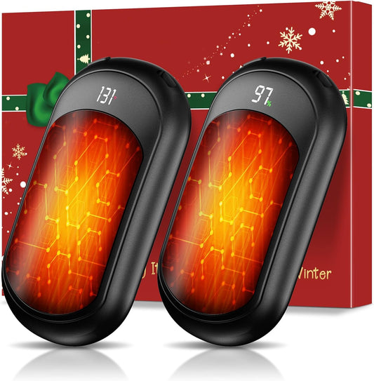 AI Hand Warmers Rechargeable 2 Pack, 6400mAh Portable Pocket Electric Hand Warmer, Fast Heating 3-Settings Reusable Handwarmers for Christmas, Gloves, Travel, Hunting Essentials Men Women