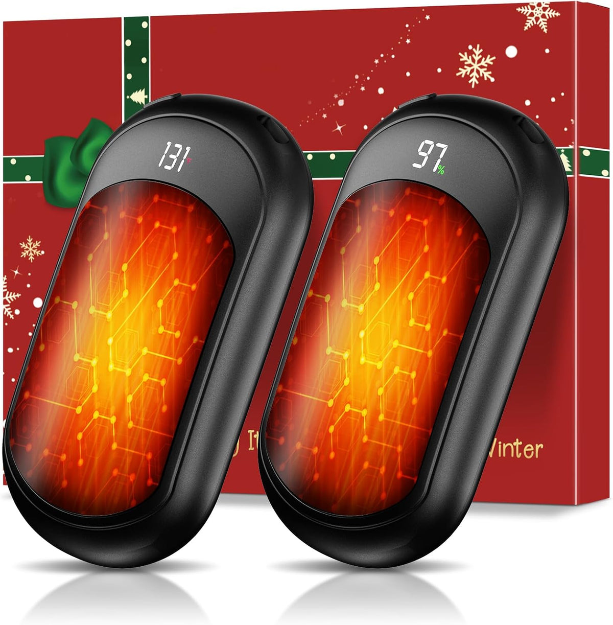 AI Hand Warmers Rechargeable 2 Pack, 6400mAh Portable Pocket Electric Hand Warmer, Fast Heating 3-Settings Reusable Handwarmers for Christmas, Gloves, Travel, Hunting Essentials Men Women