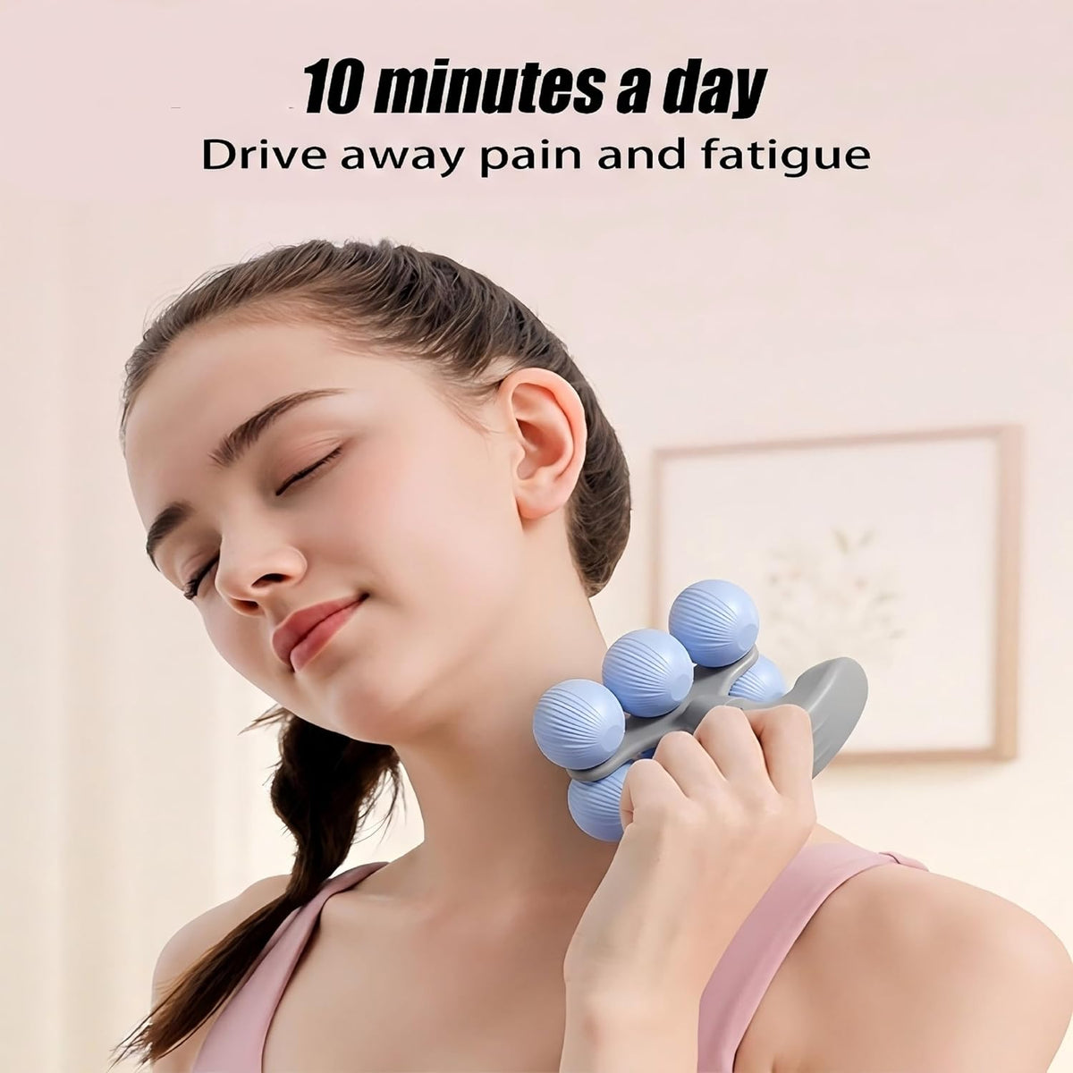 6-Wheel Handheld Massage Roller for Muscle Pain Relief (Blue)
