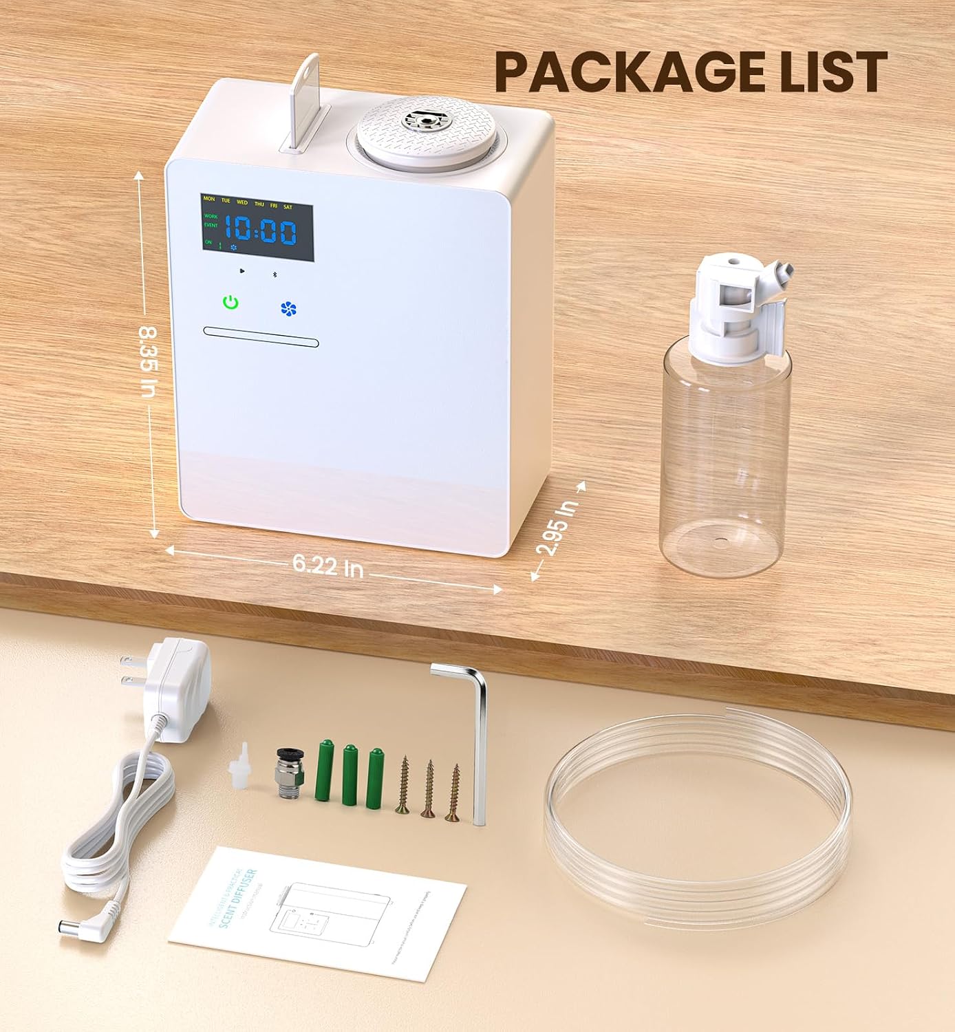 Waterless Essential Oil Diffuser 5000 Sq.Ft Coverage for Large Home, Hotel, or Office, 200ml Cold Air Scent Diffuser Machine with Bluetooth App Control, Quiet No-Heat HVAC Fragrance Diffuser