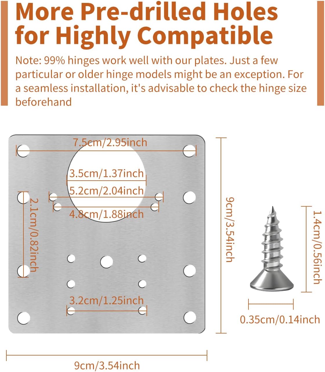 20PCS Upgraded Cabinet Hinge Repair Plate FOGZUVR Durable for Cabinet Doors | 100K Cycle Stainless Steel Door Hinge Mounting Plate Stainless Steel Rustproof Fix Loose Doors with Screws Bulk Easy Install