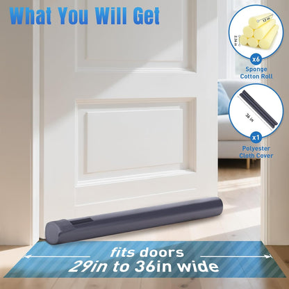 BlissTrends 36 in Under Door Draft Stopper, Covers Gaps up to 2.36 in,Black | Adjustable Door Sweep Gap Filler Seal Fits Most Doors, Easy Install, Blocks Drafts, Light, Dust, Insects and Reduces Noise