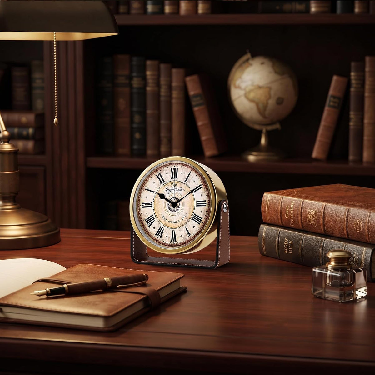 Analog Alarm Clock - 4.5" Silent Non Ticking Small Clock with Light, Rotatable Stand Metal Desk Clock Battery Operated, Simple Design for Living Room Decor/ Bedroom/Bedside/Shelf (Black & White)