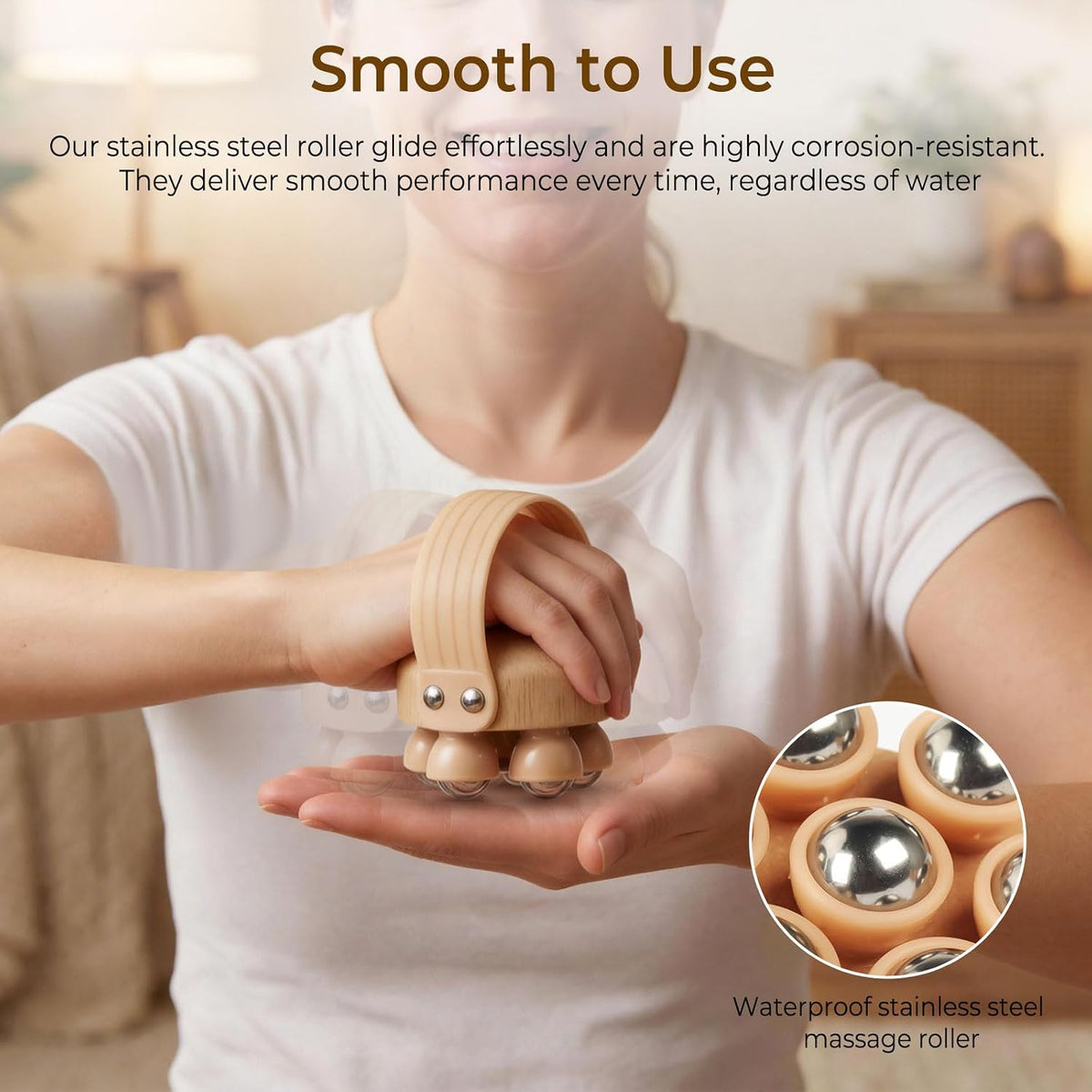 Wooden Handheld Massager, 2-Pack Multi-Roller for Body Contouring