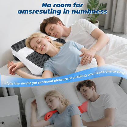 SAHEYER Side Sleeper Pillow with Arm Holes, 2 in 1 Shoulder Relief System for Rotator Cuff Pain, Memory Foam Pillow for Adults with 3 Arm Place Hole - for Side, Back and Stomach, Black