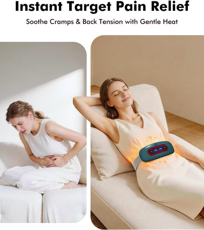Portable Cordless Menstrual Heating Pad with 4 Heat Levels and 4 Massage Modes,Electric, Fast Large Heating Belly Wrap Belt (Black)