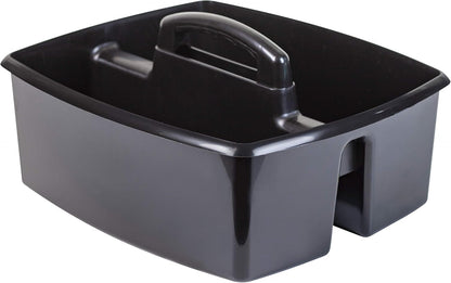 Storex 2-Compartment Large Cleaning Caddy – Multipurpose Supply Organizer with Handle - Black, 1-Pack (00973A06C)