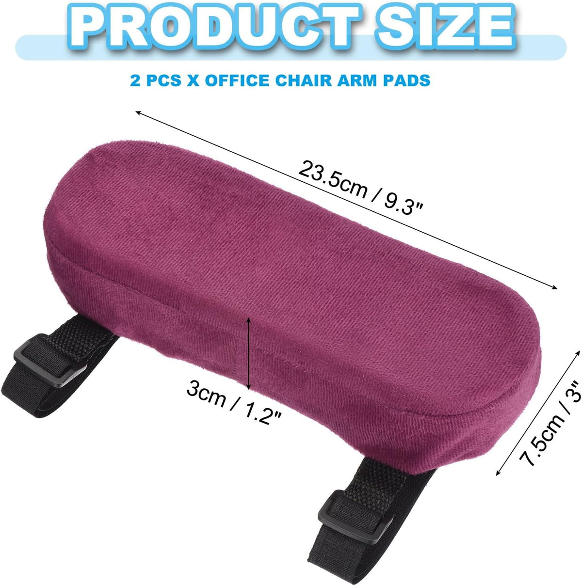 PATIKIL Office Chair Arm Pads, 2 pcs Office Chair Arm Cover Soft Office Chair Armrest Pads Memory Foam Cotton Removable Washable for Desk Computer Gaming, Purple Blue