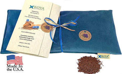 KOYA Naturals Soft Velvet Flax Seed Pillow - Microwave Heating Pad