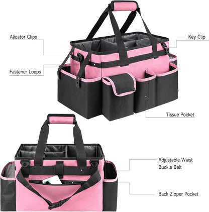Cleaning Caddy Bag,Large Cleaning Supplies Organizer with Handle for Housekeepers,Purple