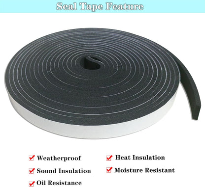 Weather Stripping Foam Tape 2 Rolls (1/2 in x 1/8 in x 16.4FT), Self Adhesive Door Seal for Small Gaps, Window Insulation, Draft Stopper Foam Strip Total 32.8 FT