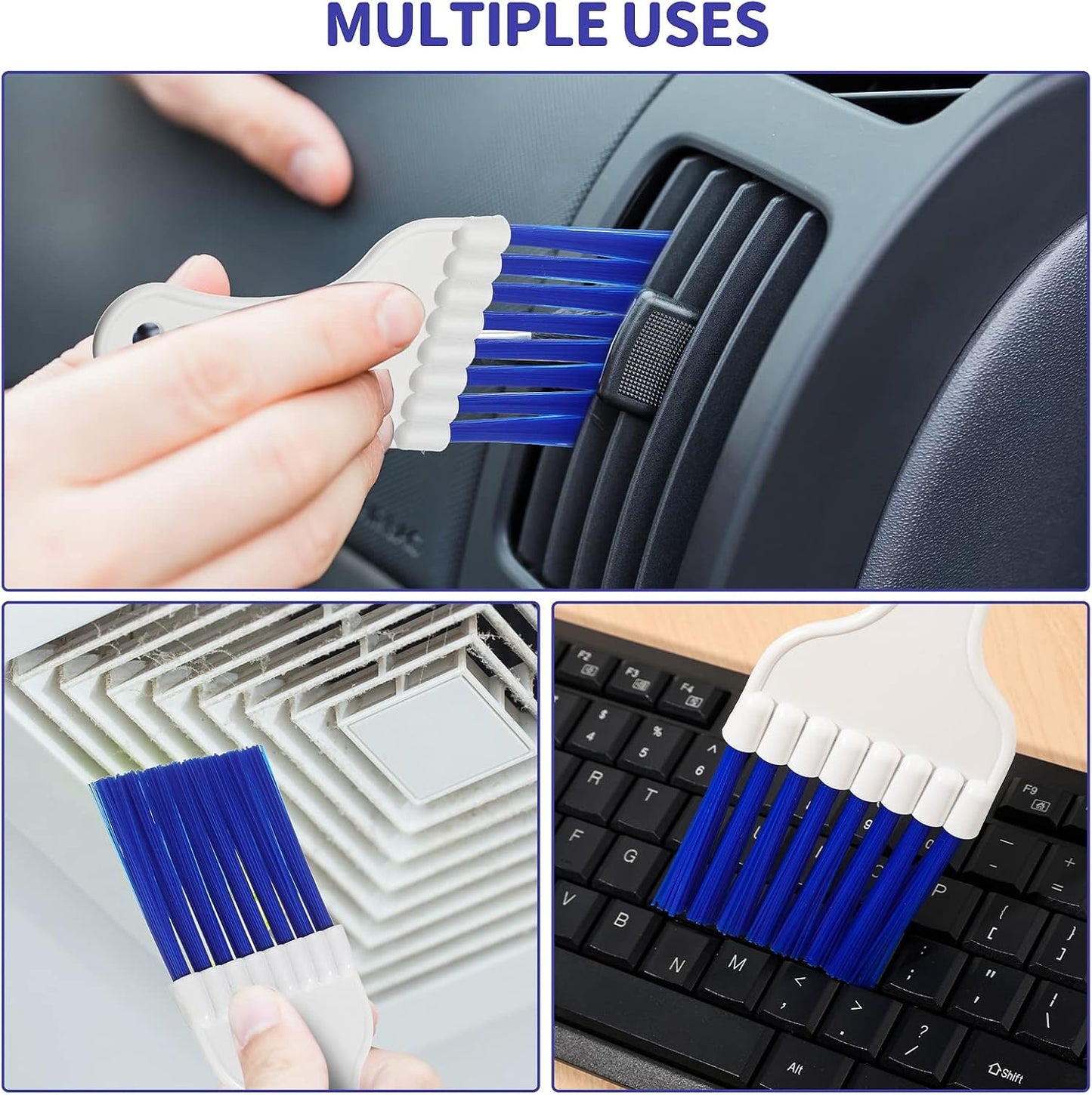 4 Packs Air Conditioner Condenser Cleaning Brush Refrigerator Coil Brush HVAC Coil Cleaner Brush Small Plastic Whisk Brush (Blue)