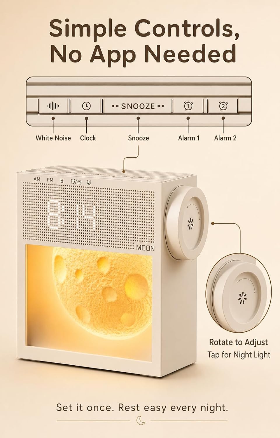 Sunrise Alarm Clock with Sound Machine, Wake Up Light & Wireless Charger