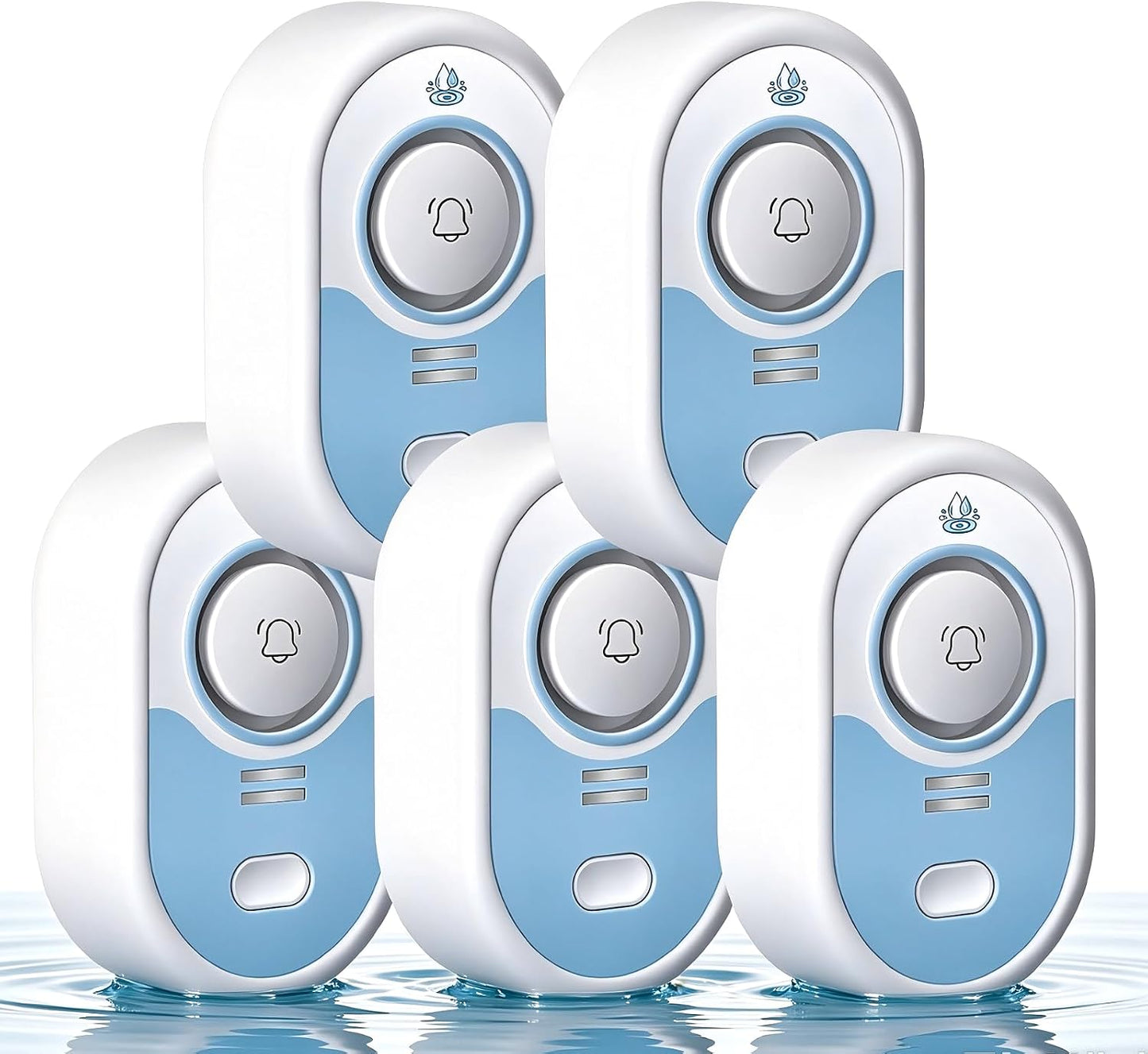 Water Leak Detector with Loud Alarm, 100dB Siren & LED Flash, Water Sensor Alarm for Home, Basement, Sump Pump, Kitchen, Bathroom, RV, Water Heater, Indoor Outdoor 5-Pack