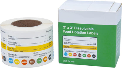 L LIKED Dissolvable Label Shelf Life for Food Rotation Use by Stickers 2 x 3 Inch Roll of 250 Labels