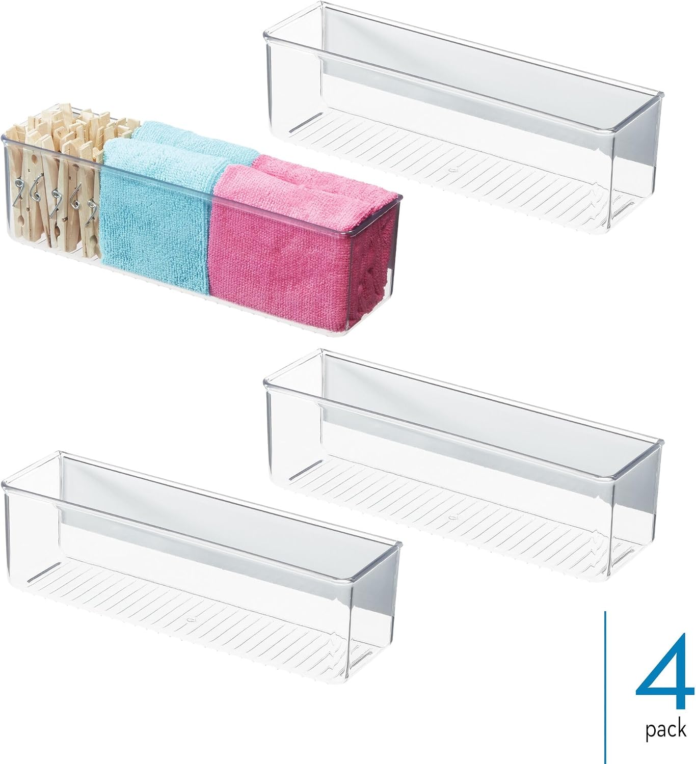 iDesign Magnetic Small Clear Plastic Organizer Bins | Laundry Room Storage