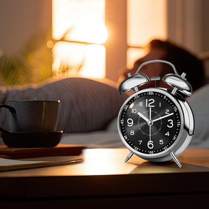 pxy Loud Alarm Clock for Heavy Sleepers 3D Dial Battery Operated (Battery Include), 4" Super Silent Analog Alarm Clock for Kids with Night Light PT260 Silver OrangePT505 Green White