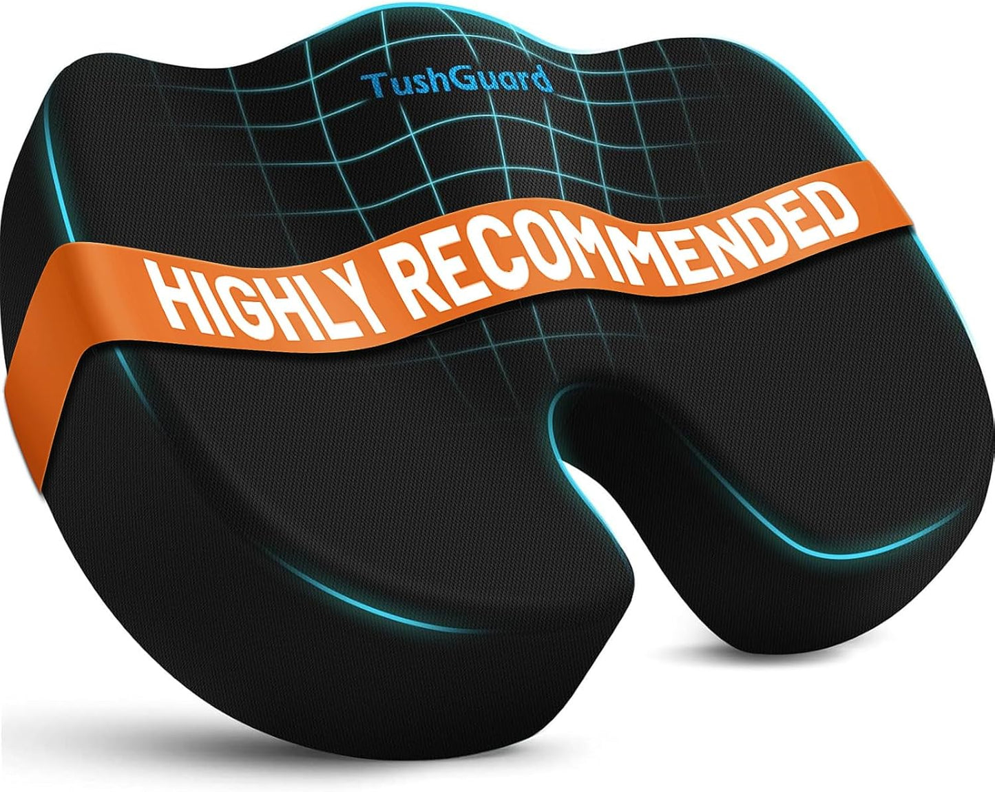 TushGuard Seat Cushion for Office Chair, Memory Foam Chair Cushion, Black | Office Chair Cushion for Car, Airplane - Chair Pad, Butt Pillow for Long Sitting Sciatica, Hip, Coccyx,Tailbone Pain Relief