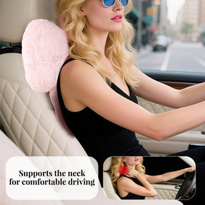 2 Pack Bow Car Headrest Pillows Plush Car Neck Pillows for Travel Driving Office Chair Head Support Cushions, Also Cute Car Decor Accessories (Black)