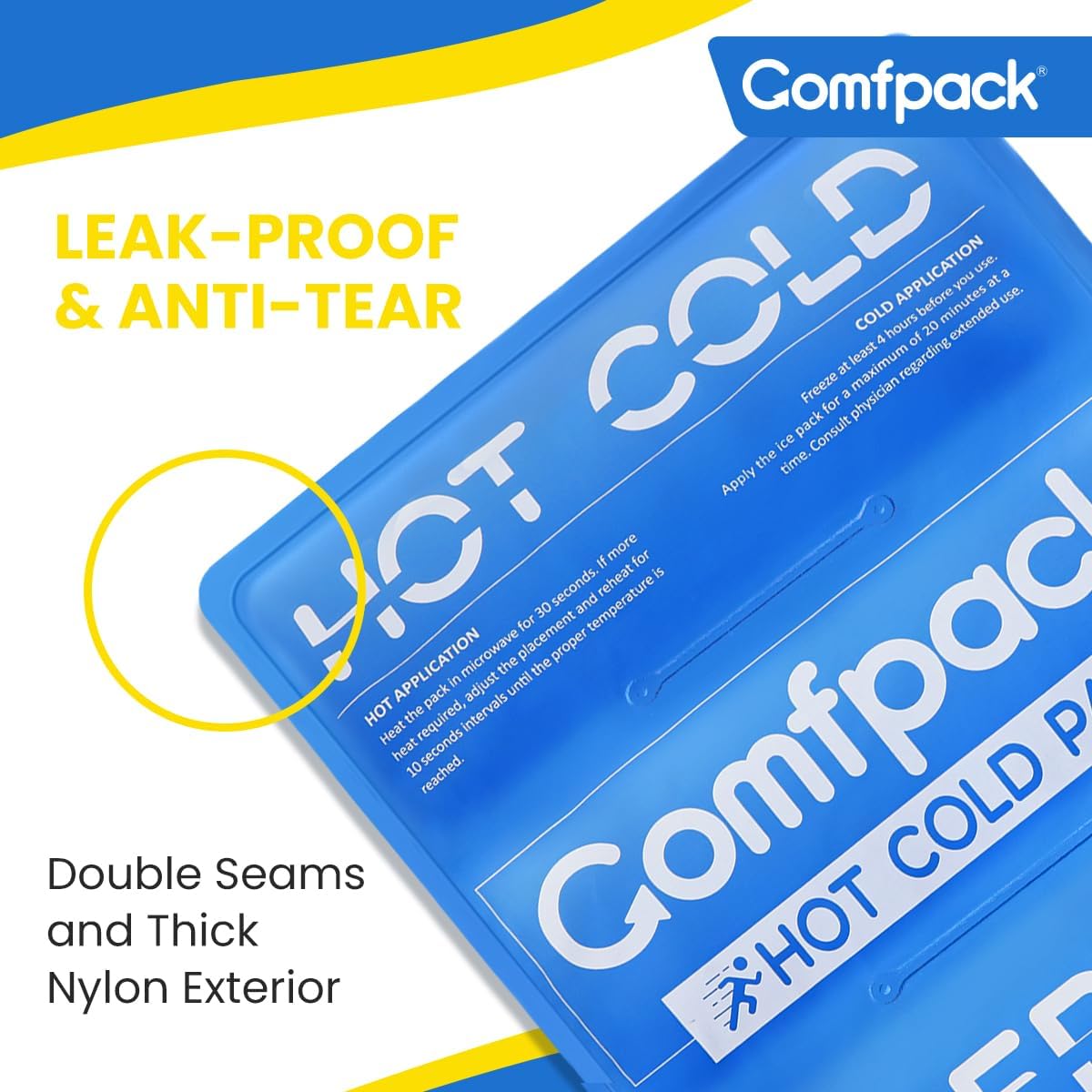 Comfpack Soft Ice Packs for Injuries Reusable, Double Side Hot Cold Therapy