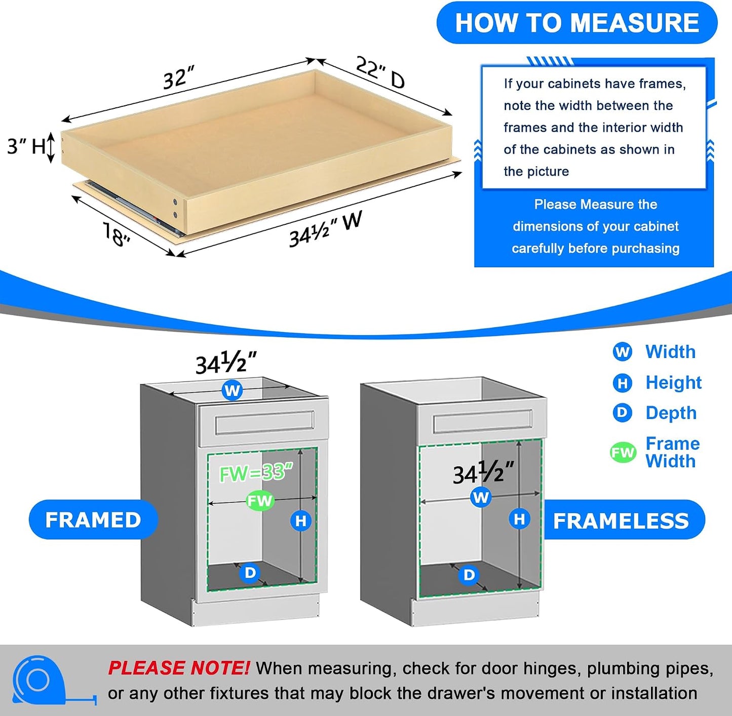 WelFurGeer Soft Close Pull Out Cabinet Organizer, 26" W x 22" D Pull Out Drawer for Cabinet, Bottom Mount Pull Out Drawers for Kitchen Cabinets, Smooth Slide-Out Shelves for Home Kitchen Organization