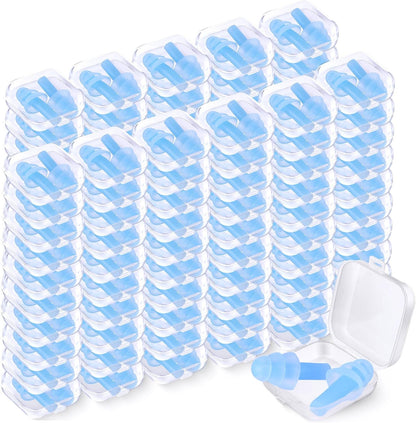 Trelaco 100 Pairs Silicone Ear Plugs Bulk with Case Nrr 29db, Black