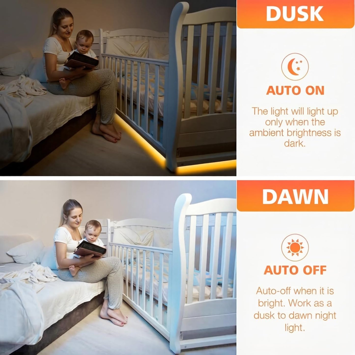 WOBANE 16.4ft Motion Sensor LED Strip with Remote,Warm White Tape Lighting | Dimmable LED Strip Lights for Kitchen, Under Cabinet, Bedroom, Shelf, Bed, PIR Function,Night Light,Adapter,3000K Warm White