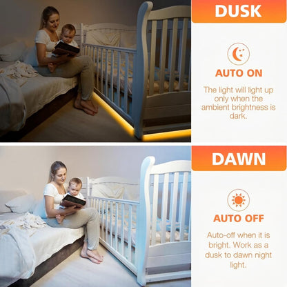 WOBANE 16.4ft Motion Sensor LED Strip with Remote,Warm White Tape Lighting | Dimmable LED Strip Lights for Kitchen, Under Cabinet, Bedroom, Shelf, Bed, PIR Function,Night Light,Adapter,3000K Warm White