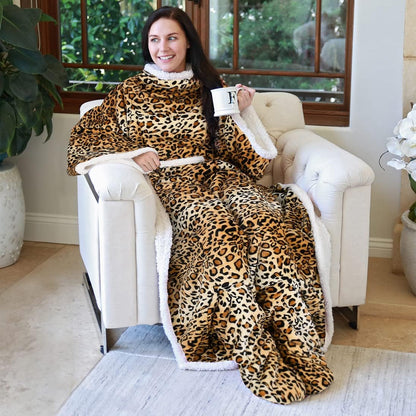 Catalonia Wearable Blanket with Sleeves & Foot Pocket for Adults | Soft Fleece Throw Wrap with Hands-Free Comfort, Perfect for Reading, TV Time & Relaxing, Christmas Gift for Women & Men
