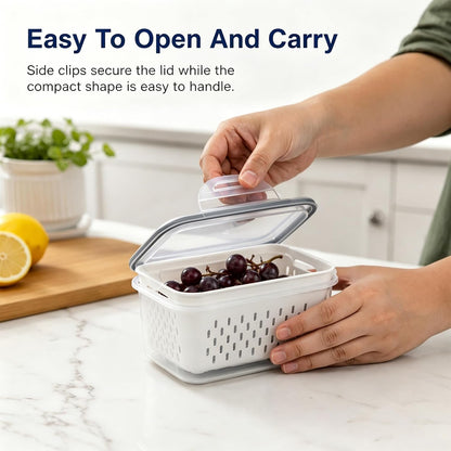 Fruit Containers 3Pcs – 4-in-1 with Removable Colanders & Lids, Fridge Fresh Storage, Dishwasher Safe