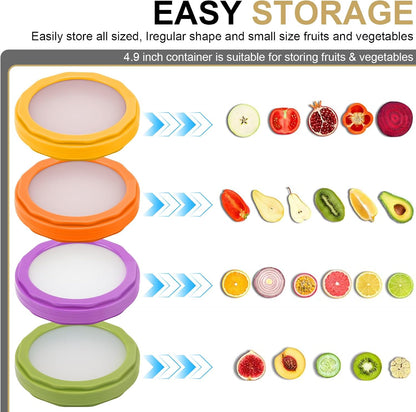 Winb Set of 4 Reusable Fruit and Veggie Savers - Ideal for Avocados, Tomatoes, Apples, Garlic, Onions, and More