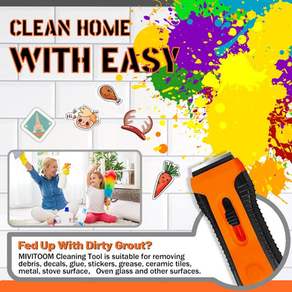 Non Scratch Oven Hob Cleaner with Storage Box, Multi-Surface Cleaning Tool - Removes Paint, Caulk, Adhesive from Windows, Glass, Tiles, Floors & Stove Tops（15 Extra Replacement）