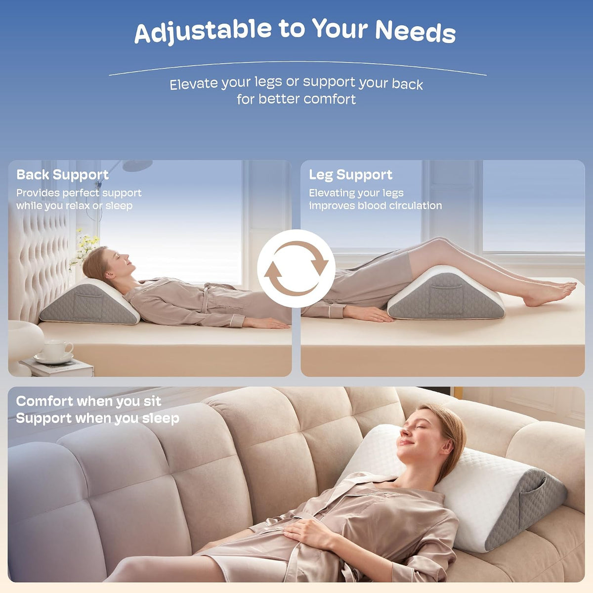 Simpledad Wedge Pillow for Sleeping, Orthopedic Bed Wedge Pillow Set